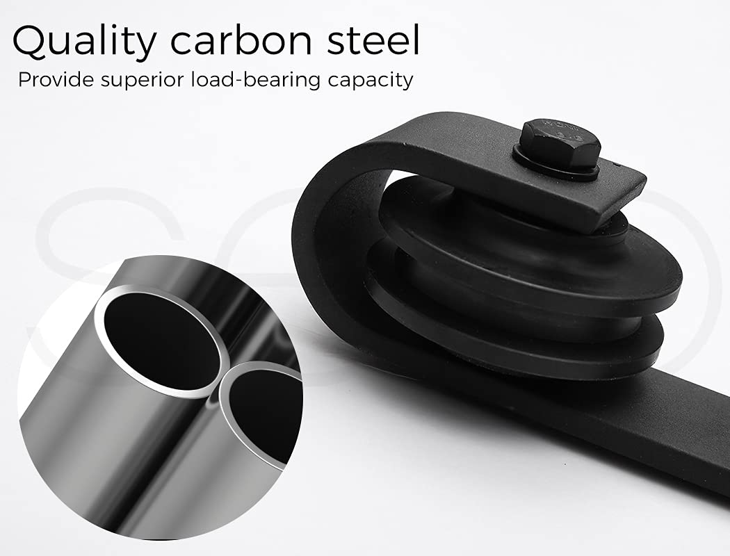 3.66 m Black Single Barn-Door Track & Roller Hardware Kit