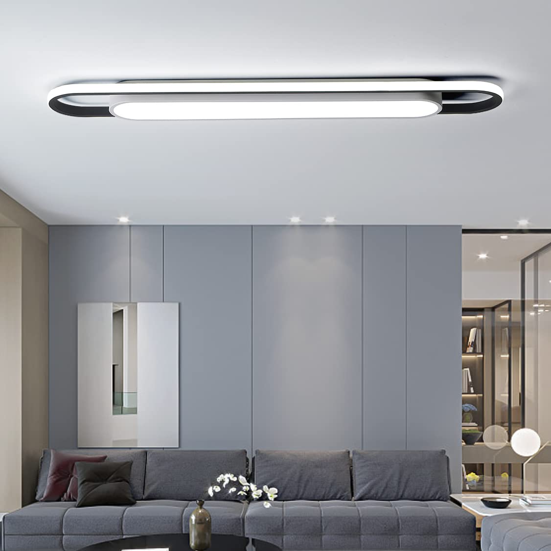 Modern LED Ceiling Light, 36.2" Flush Mount Ceiling Lamp,Metal Ceiling Chandelier Lighting Fixture for Living Room Bedroom Dining Room Office Hallway Aisle (White Light)