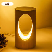 Compact Dimmable USB Wooden Bedside Lamp – Warm White