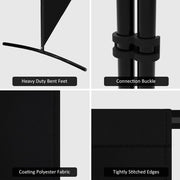 Black 3-Panel Room Divider with Gap Covers – 260 × 180cm