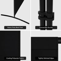 Black 3-Panel Room Divider with Gap Covers – 260 × 180cm