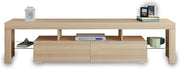 200 cm Oak TV Cabinet with 2 Drawers & Open Shelf
