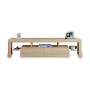 200 cm Oak TV Cabinet with 2 Drawers & Open Shelf