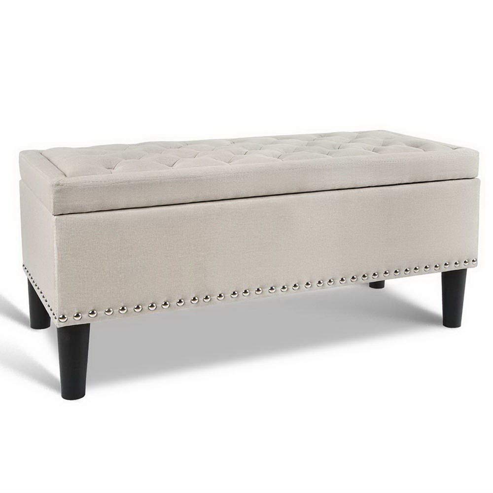 Taupe Tufted Storage Ottoman – 95.5 cm