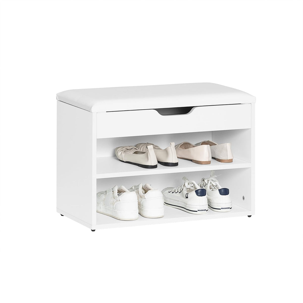 White 2-Tier Shoe Cabinet Bench with Folding Seat