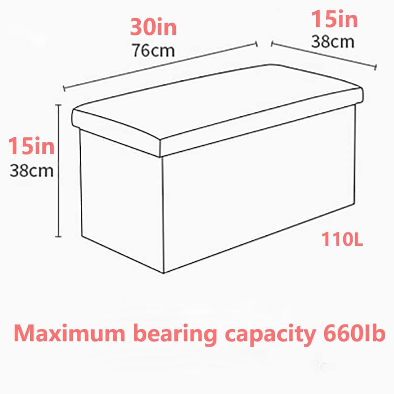 110 L Folding Storage Ottoman Bench – White & Black Marble