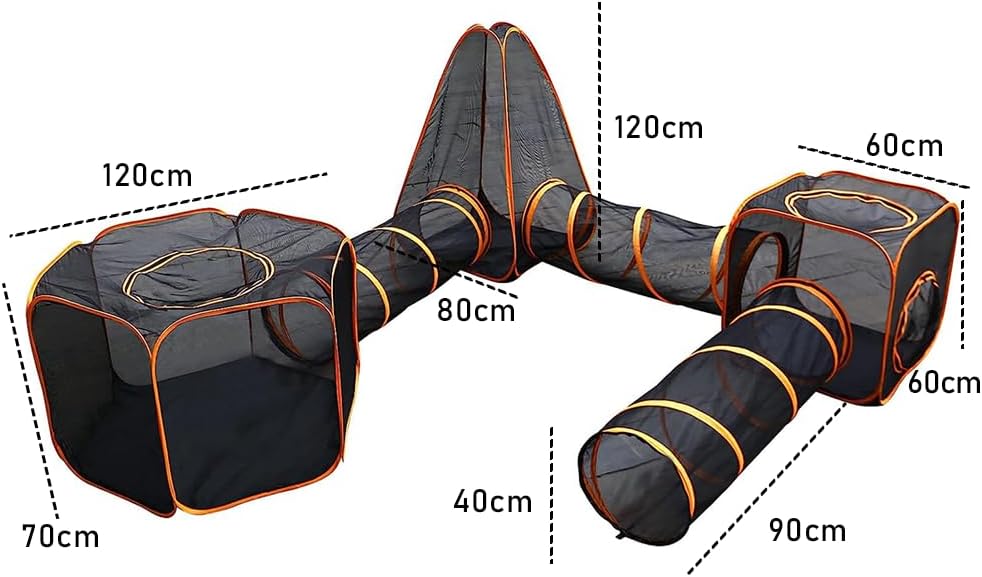 Foldable Pet Playpen with Tent, Tunnel & Cube