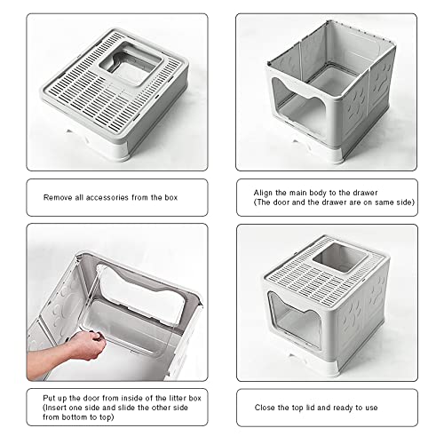 Extra-Large Enclosed Cat Litter Box with Drawer & Scoop