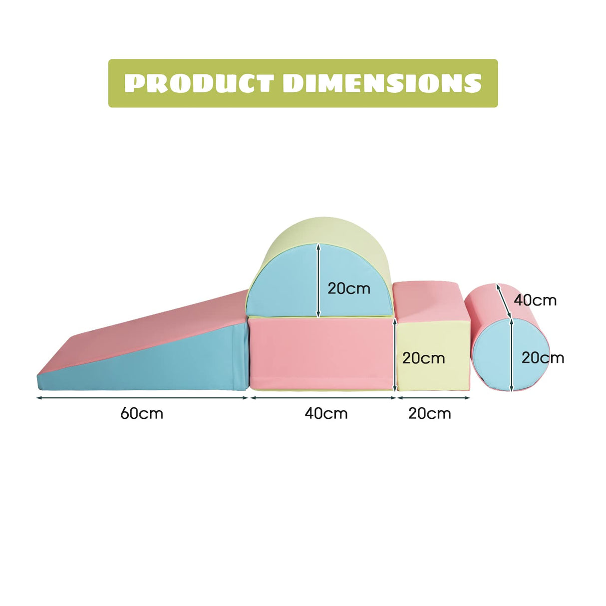 Kids Crawl & Climb Foam Play Set, 5-Piece Kids Foam Block Interactive Playset for Climbing, Crawling, Sliding, Lightweight Foam Shapes for Toddlers in Home, Kindergarten, Playroom (Pink)