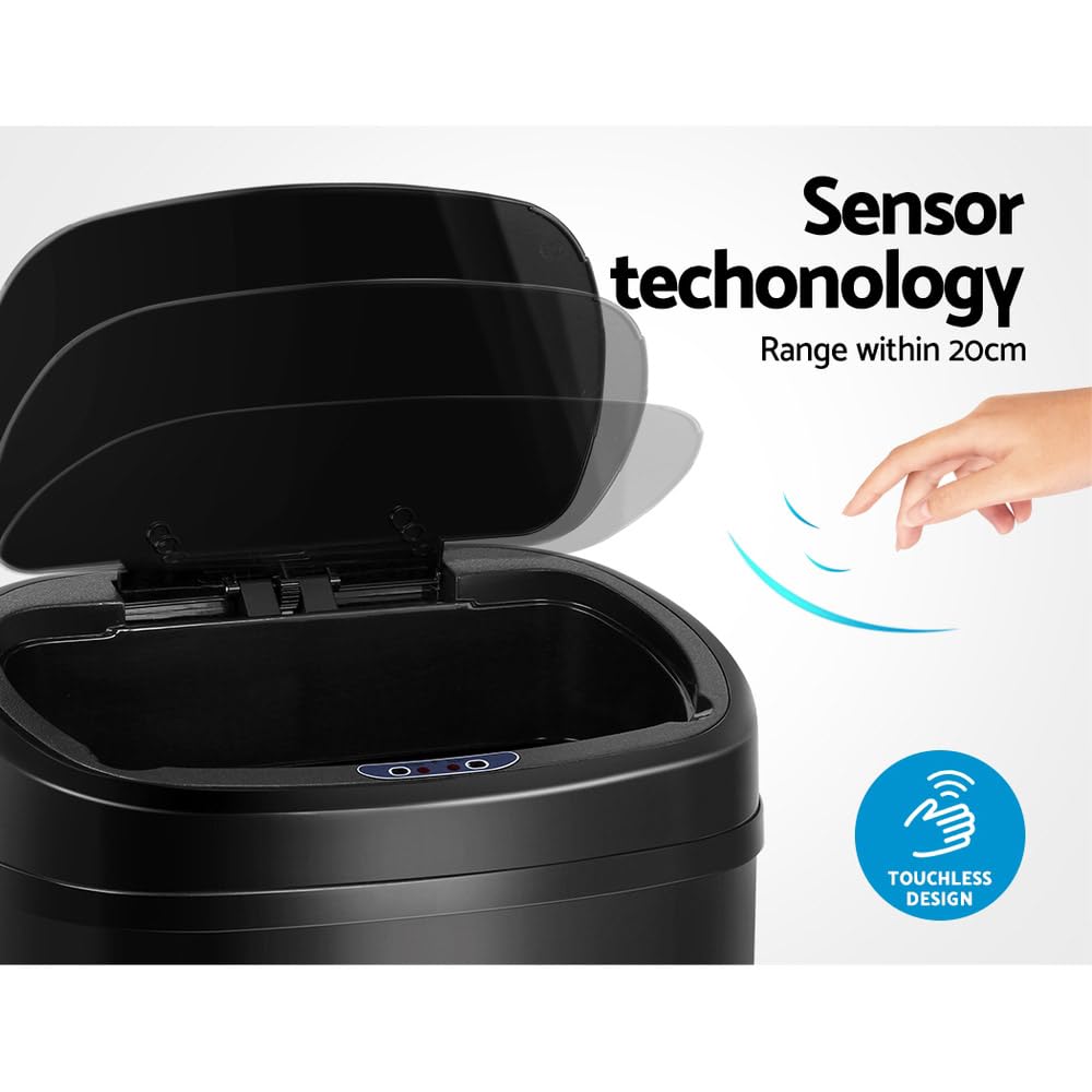 68 L Silver Sensor Rubbish Bin with Manual Mode