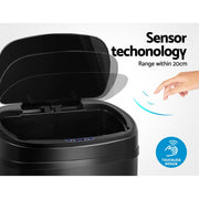 68 L Silver Sensor Rubbish Bin with Manual Mode