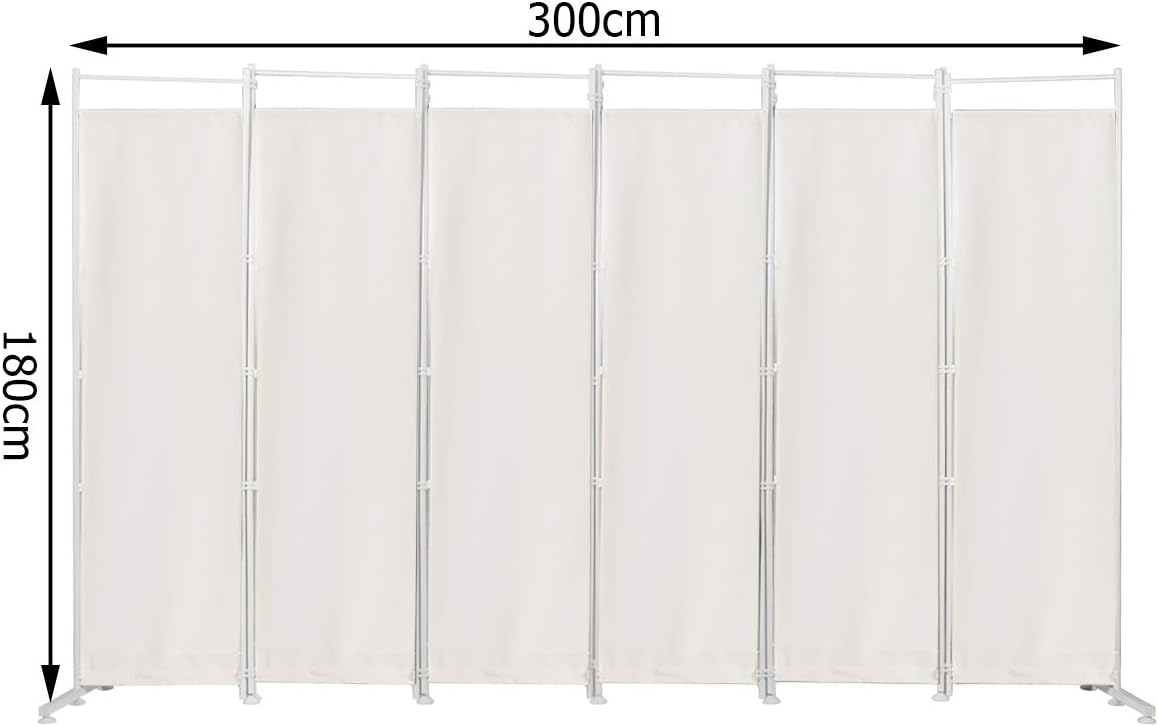 300 × 180 cm 6-Panel Folding Fabric Room Divider – 2 Colours