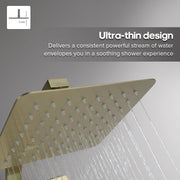 8-Inch Square Brushed-Gold Twin Shower Rail Set
