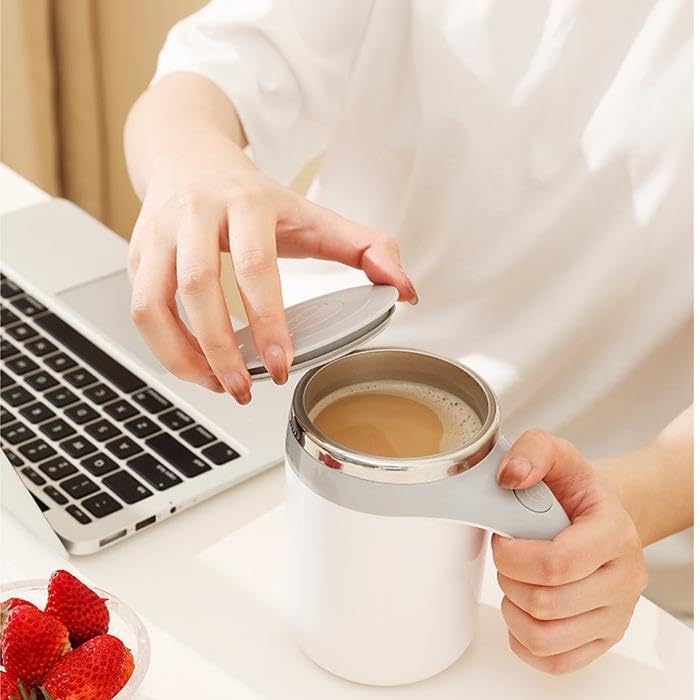380ml USB-Rechargeable Magnetic Self-Stirring Cup – Brown