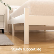 White Pine Platform Bed with Headboard & 2 Storage Drawers – 4 Sizes