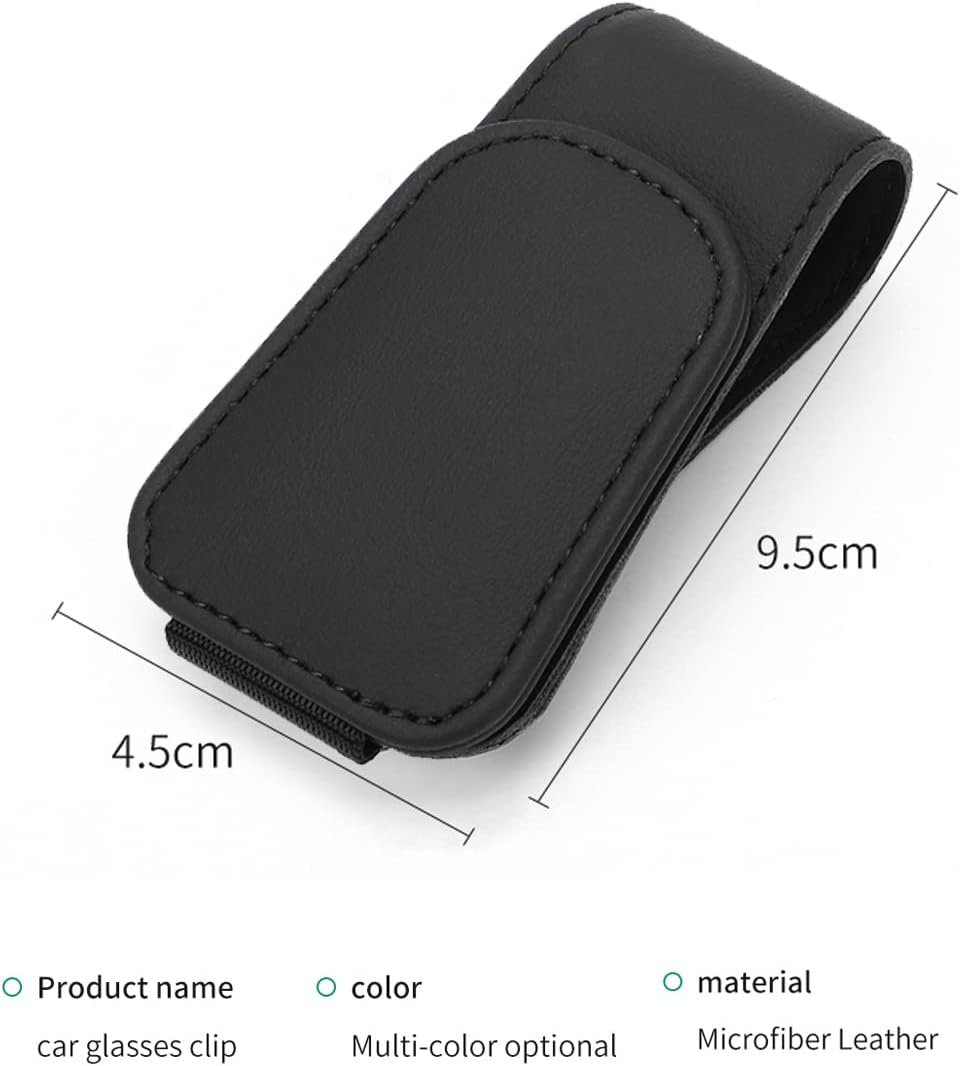 Magnetic Faux-Leather Car Visor Glasses Holder – Black