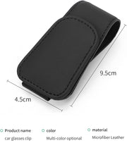 Magnetic Faux-Leather Car Visor Glasses Holder – Black