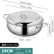 24 cm Stainless-Steel Tempura Frying Pot with Thermometer