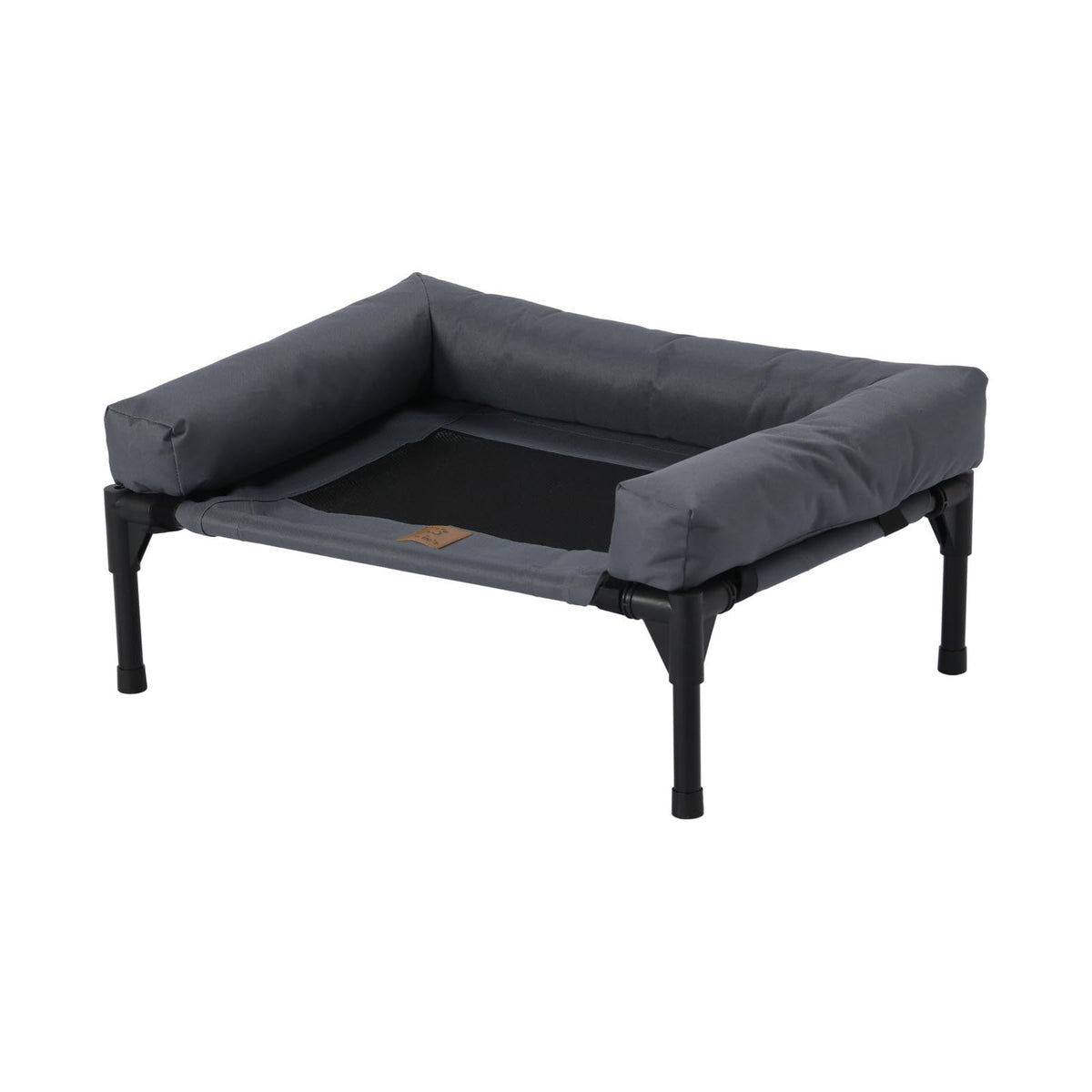 Small Elevated Pet Bed with Bolster – Grey, 62 × 46.5 × 26.7 cm