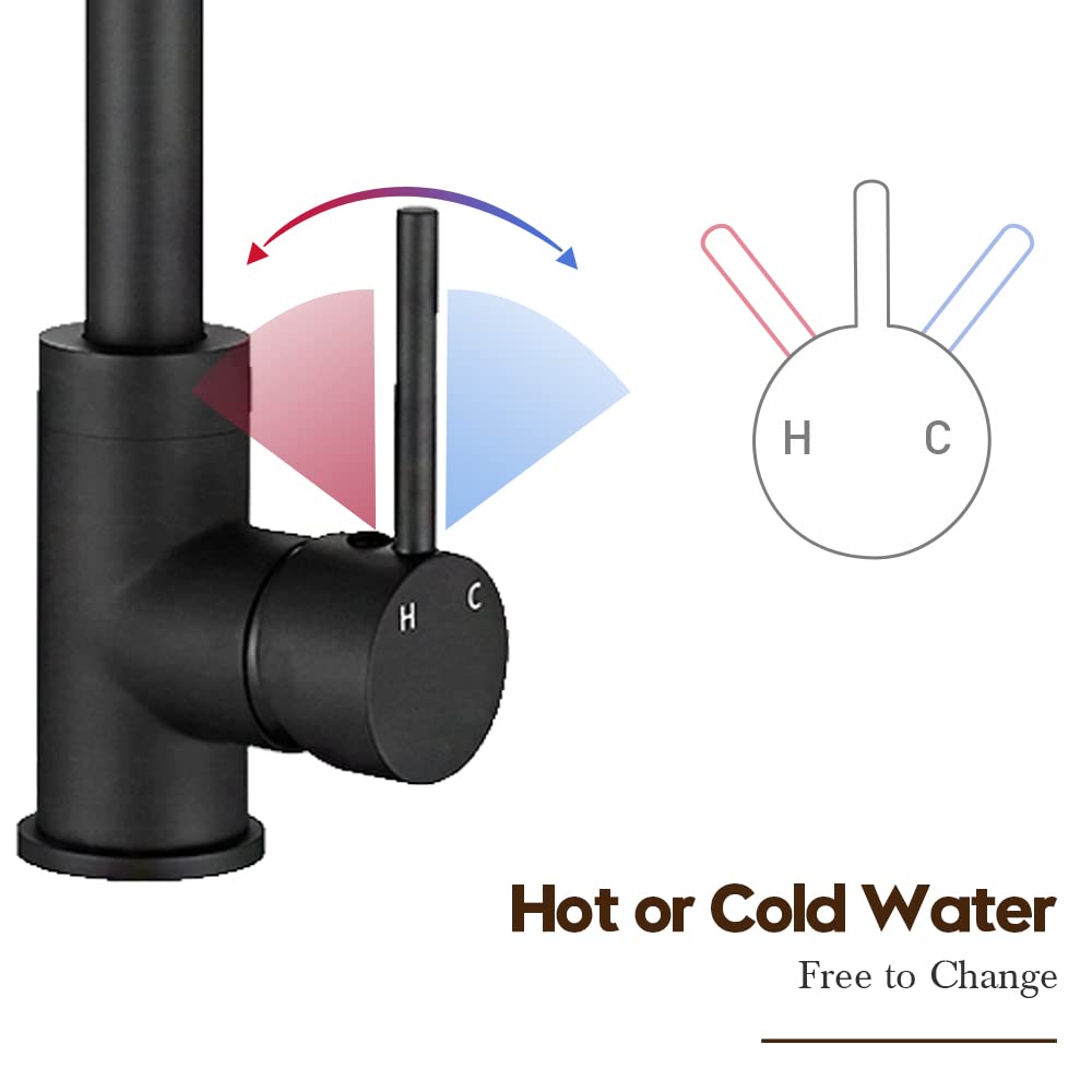 Matte Black Brass Kitchen Mixer Tap – 360° Swivel