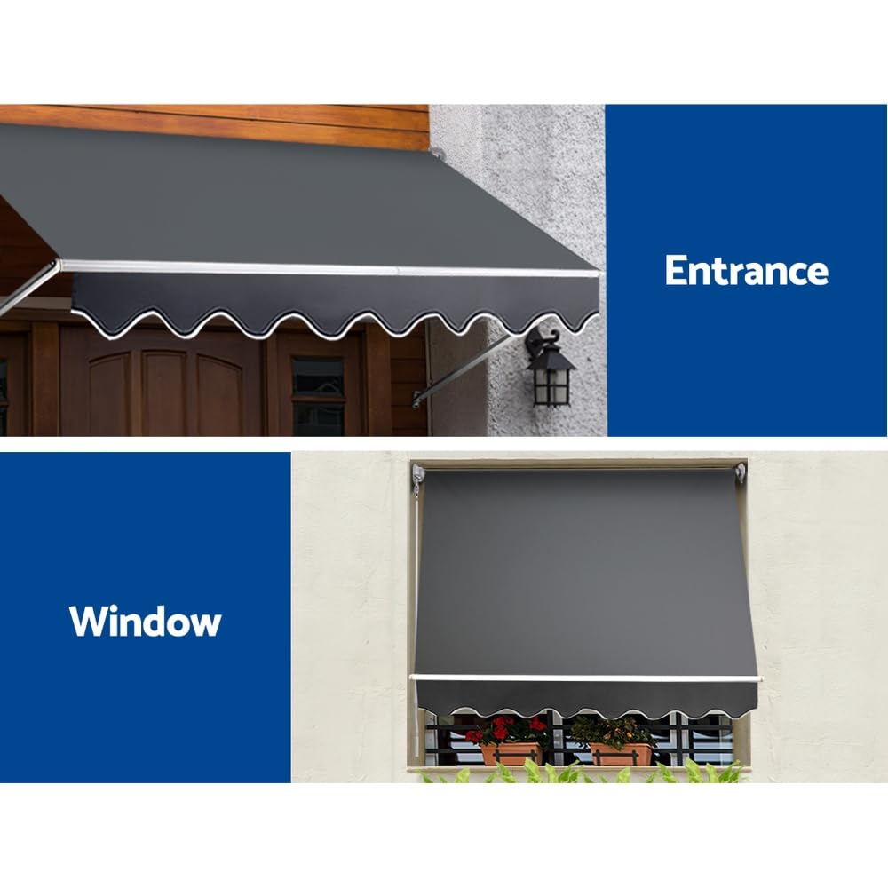 1.8 × 2.1 m Grey Retractable Pivot-Arm Outdoor Blind
