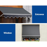 1.8 × 2.1 m Grey Retractable Pivot-Arm Outdoor Blind