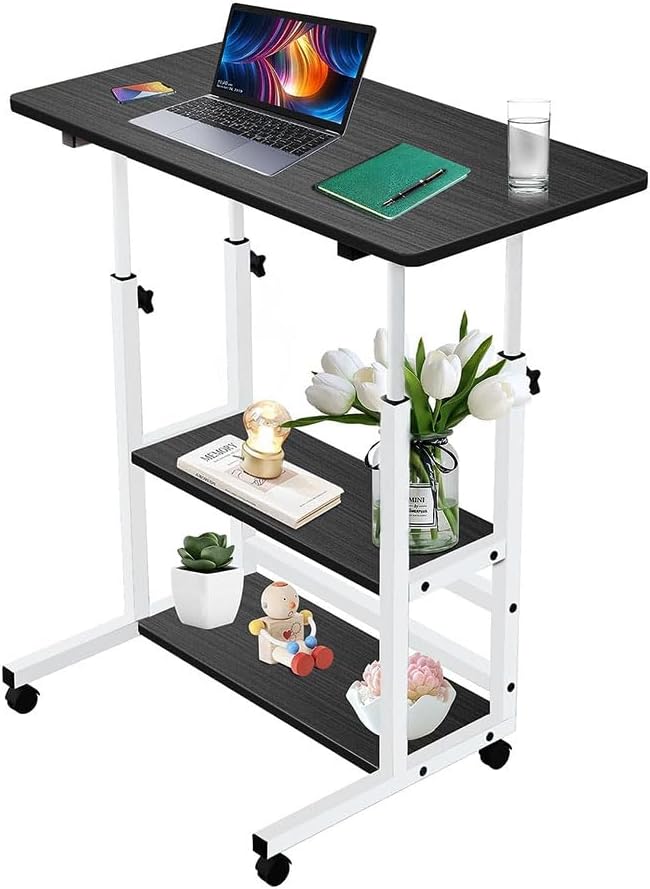 Mobile Height-Adjustable Laptop Desk with Storage