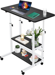 Mobile Height-Adjustable Laptop Desk with Storage