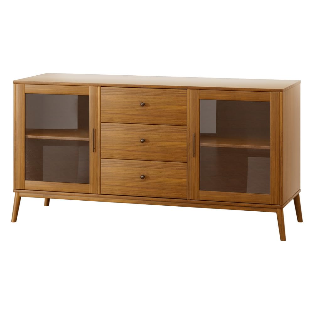 Oak Sideboard with Glass Doors & Drawers
