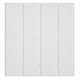 4 panel Room Divider, Folding Privacy Portable Screen Shelf Dividers Partition Wall Screens Home Pet Child Indoor Bedroom Furniture, Separator Water-Resistant Pegboard Stand Hollow White