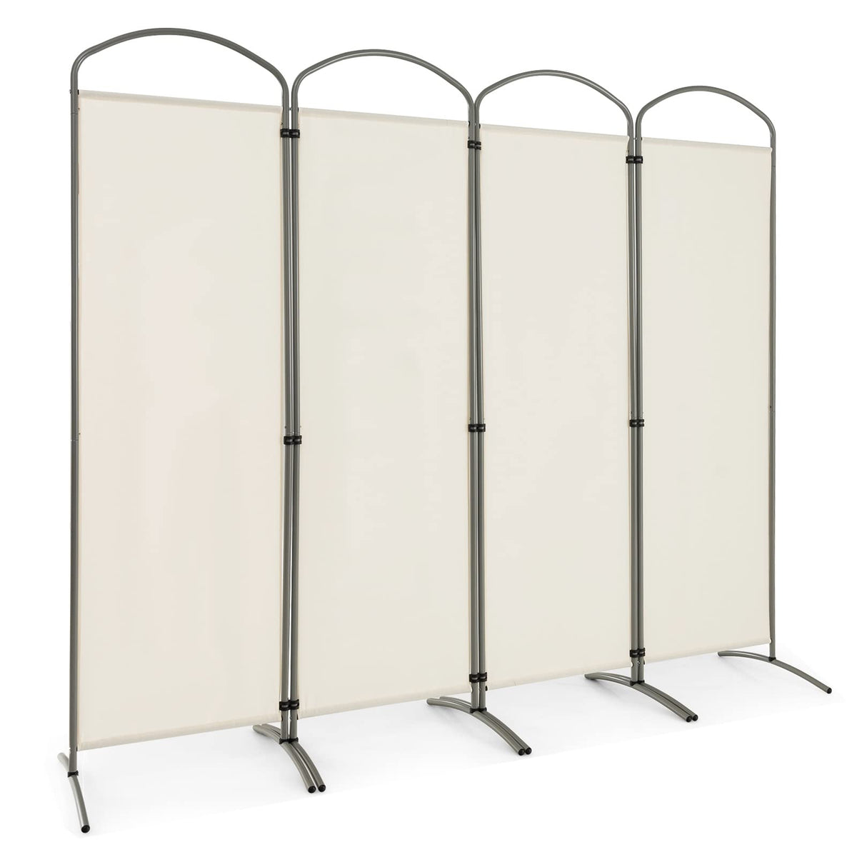 White 4-Panel Folding Room Divider – 221 × 188cm