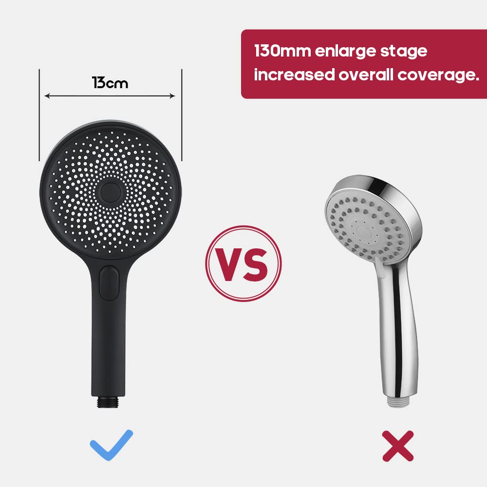 130 mm Black 3-Mode Hand Shower Set