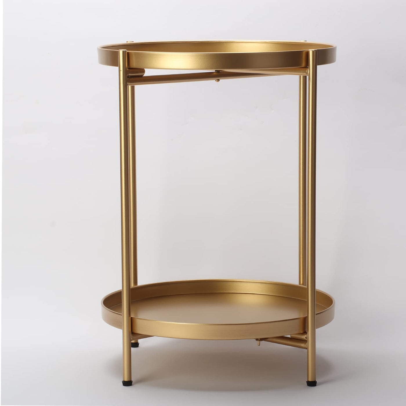 Gold 2-Tier Round Metal Side Table
