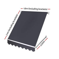 1.8 × 2.1 m Grey Retractable Pivot-Arm Outdoor Blind