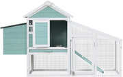 150 cm Two-Tier Fir-Wood Chicken Coop & Small-Animal Hutch with Run