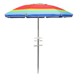 2M/2.2M Sand Beach Umbrella, Heavy Duty High Wind Parasols with Sand Anchor & Tilt Sun Shelter, UV 50+ Protection Outdoor Sunshade Umbrella with Carry Bag for Patio Garden Beach Pool Backyard Stripe