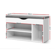 White Shoe Storage Bench with Drawers