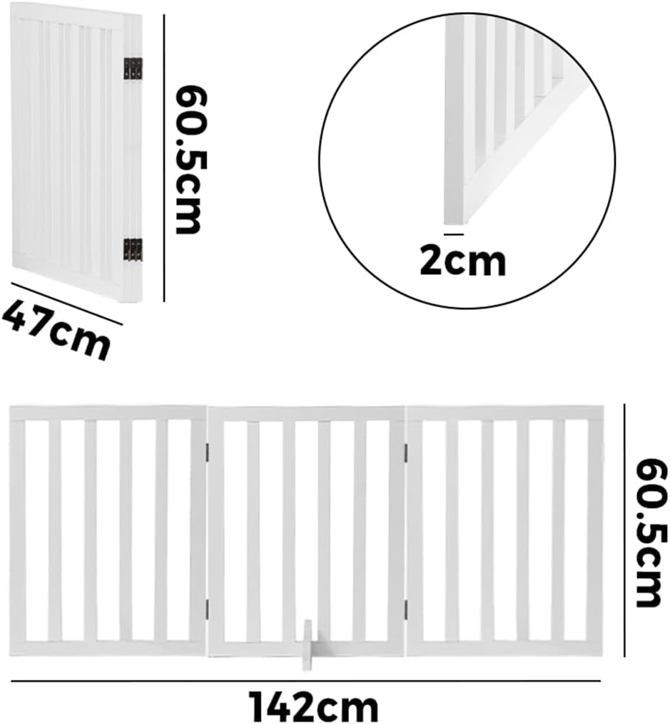 Freestanding Foldable MDF Pet Gate – 3 Sizes, White or Grey