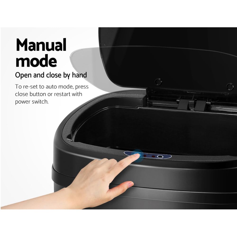 68 L Silver Sensor Rubbish Bin with Manual Mode