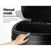 68 L Silver Sensor Rubbish Bin with Manual Mode