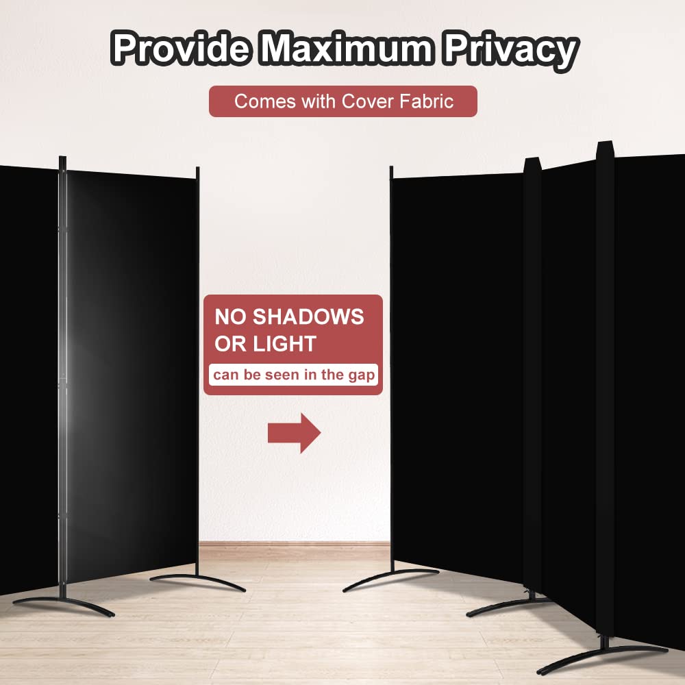Black 3-Panel Room Divider with Gap Covers – 260 × 180cm