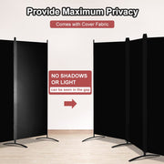 Black 3-Panel Room Divider with Gap Covers – 260 × 180cm