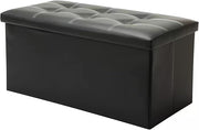 Foldable Storage Ottoman Bench with Padded Seat – Black, 76 × 38 × 38 cm