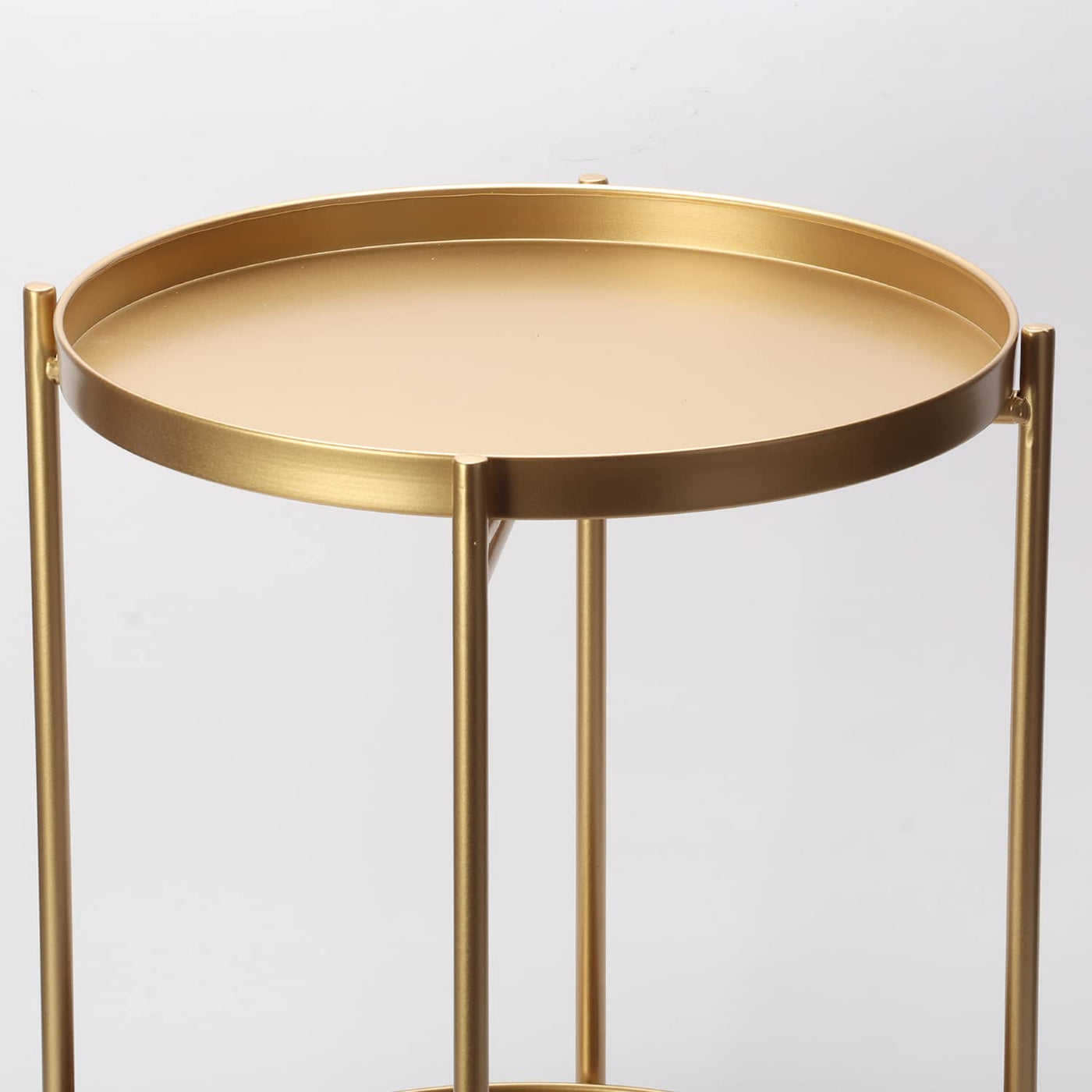Gold 2-Tier Round Metal Side Table