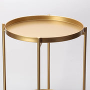 Gold 2-Tier Round Metal Side Table