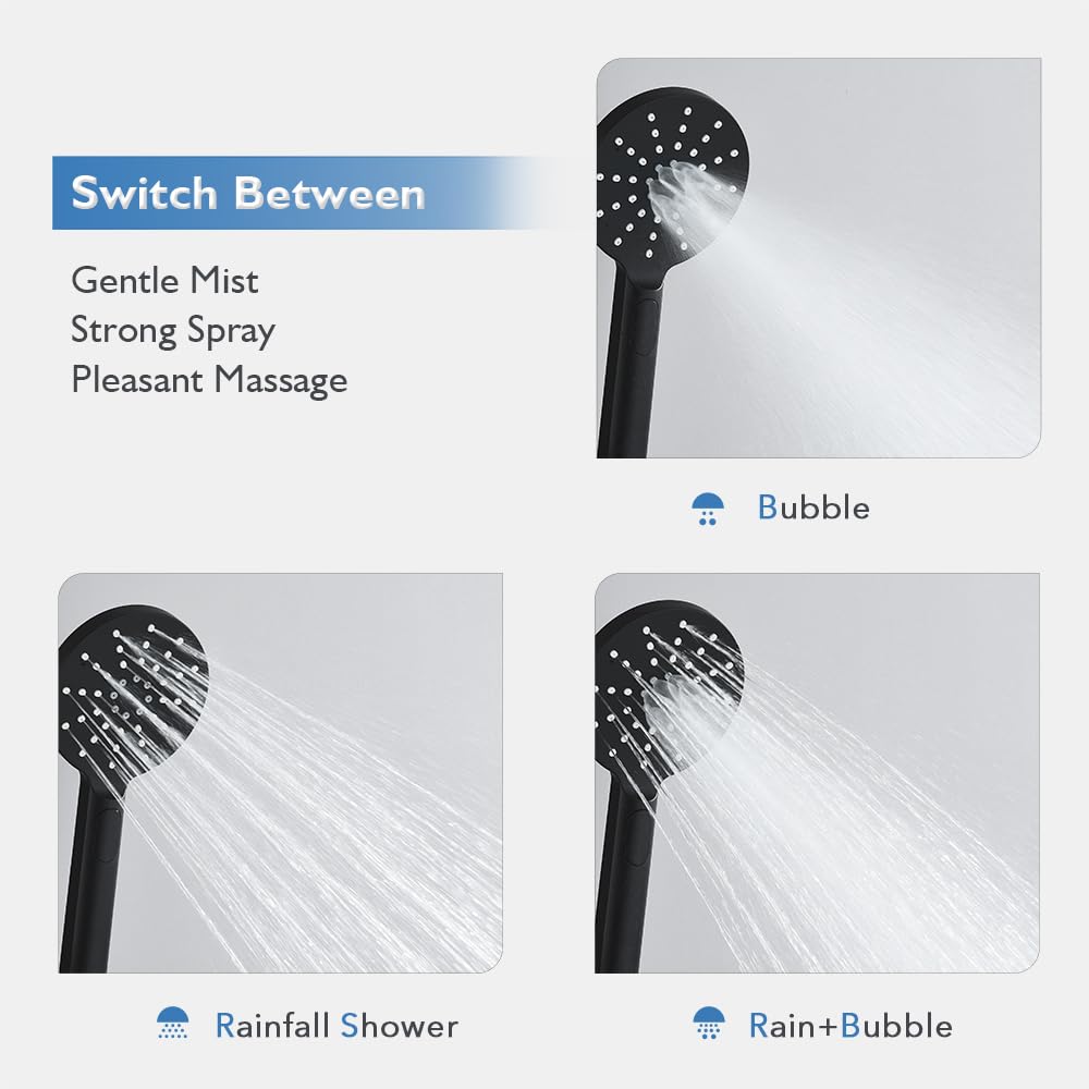 9-Inch Round Black Twin-Hose Shower System