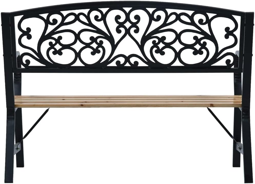 120 cm Wood & Metal Vintage Garden Bench – Up to 110 kg