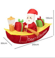 210 cm Inflatable Santa Boat LED Christmas Display