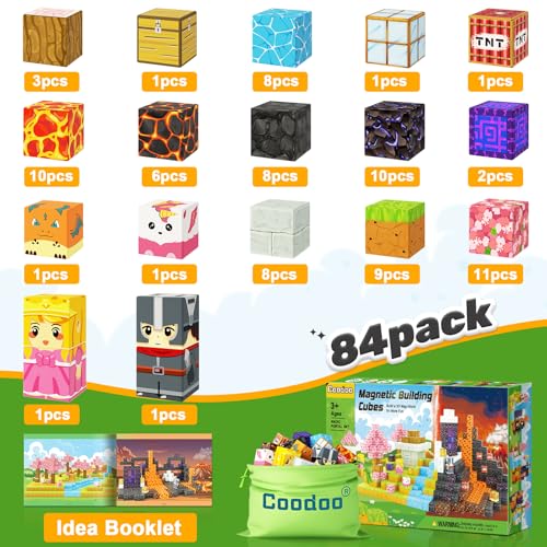 Magnetic Blocks - Build Mine Magnet World Magic Portal Set, Magnetic Tiles Building Blocks Toddler Toys STEM Sensory Outdoor Toys for 3+ Year Old Boys & Girls, Creative Kids Games Kids Toys