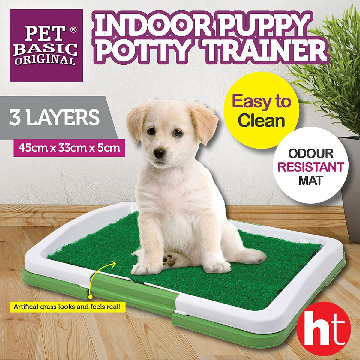 3-Layer Indoor Puppy Toilet Tray with Drainage Mat – 45 × 33 cm
